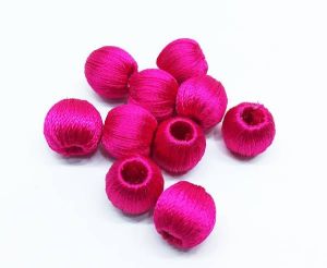 Silk Thread Wrapped beads, Pink, 8mm