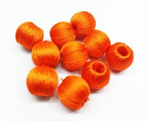 Silk Thread Wrapped beads, Orange, 8mm