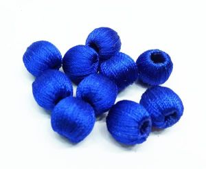 Silk Thread Wrapped beads,,Royal blue, 8mm