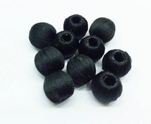 Silk Thread Wrapped beads,Black,,8mm