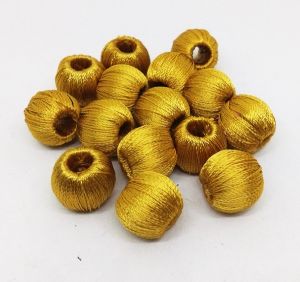 Silk Thread Wrapped beads,gold colour,,10mm