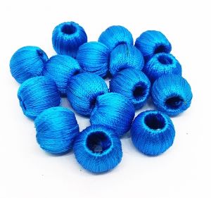 Silk Thread Wrapped beads,Peacock blue colour,,10mm