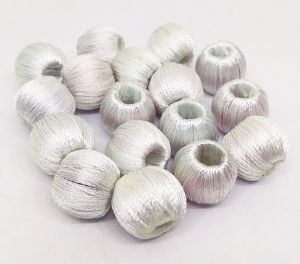 Silk Thread Wrapped beads,White colour,10mm