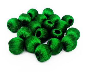 Silk Thread Wrapped beads,Green colour,10mm