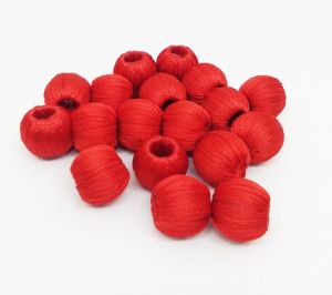 Silk Thread Wrapped beads,RED colour,10mm
