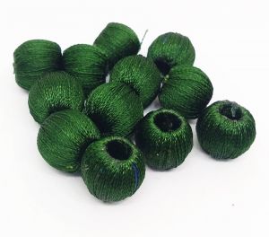 Silk Thread Wrapped beads,Olive green colour,10mm