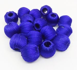 Silk Thread Wrapped beads,Royal blue colour,10mm