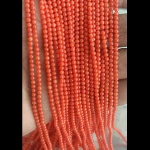 Natural Taiwan Coral, 2mm Round, Orange