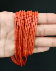  Taiwanese Bamboo Coral Beads, 2x4mm,Tube, Sindoor Orange