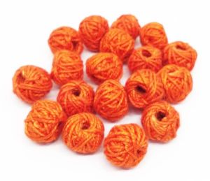 Cotton thread beads - Orange, Pack of 10 Pcs