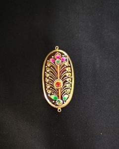 Onyx Pendant or connector Features a Tanjore Painting on Onyx Stones Detailed with Gold Foil Borders