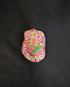 Onyx Pendant Features a Tanjore Painting on Onyx Stones Detailed with Gold Foil Borders
