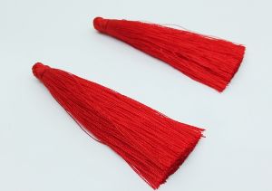 Satin Silk Tassels, 65mm Long Red (Pair)