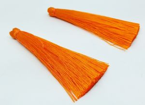 Satin Silk Tassels, 65mm Long Orange (Pair)