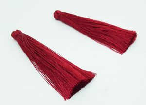 Satin Silk Tassels, 65mm Long Maroon (Pair)