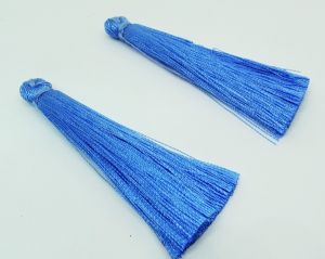 Satin Silk Tassels, 65mm Peacock Blue (Pair)