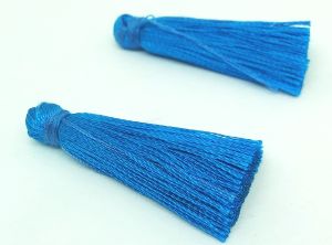 Satin Silk Tassels, 35mm Long Peacock Blue