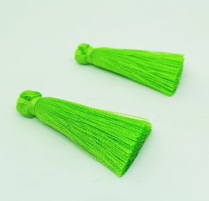 Satin Silk Tassels, 35mm Long Parrot Green