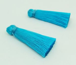 Satin Silk Tassels, 35mm Cyan Blue