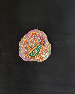 Onyx Pendant Features a Tanjore Painting on Onyx Stones Detailed with Gold Foil Borders