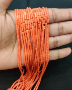 Taiwanese Bamboo Coral Beads, 2x4mm,Tube, Orange