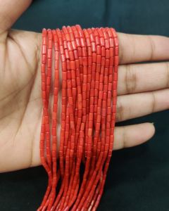 Taiwanese Bamboo Coral Beads, 2x4mm,Tube, Red