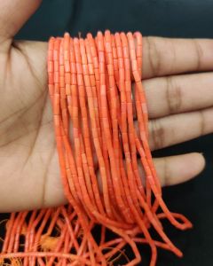 Taiwanese Bamboo Coral Beads, 2x4mm,Tube, Red