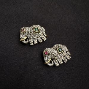 Victorian Connector, Elephant, 5 Holes, Green And Pink, Sold by 1 pair