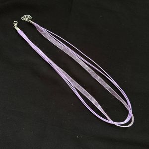Organza Ribbon Cord, lobster clasp, with 5cm extender chain,Lavender