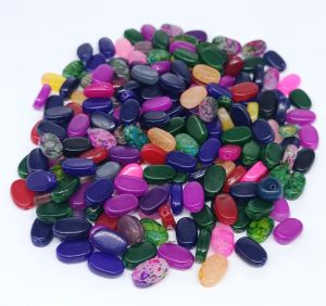 Flat Oval Glass Beads, Mixed Size, Assorted, Pack Of 75 Gms