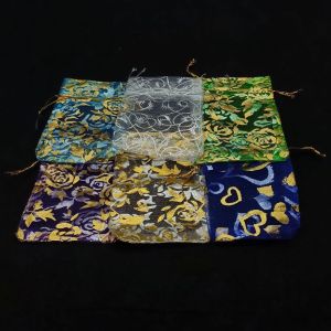 Jewellery Pouches, Organza, Drawstring, (2x3) Muticolours, Pack Of 100 Pcs