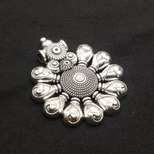 Antique Silver Metal Pendant, Round