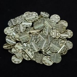 Antique Silver Spacer Beads, round flat , Pack Of 25grms