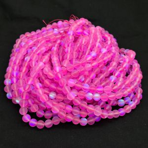 Natural Gemstone Beads, 8mm Round, Candy Pink Aura Quartz