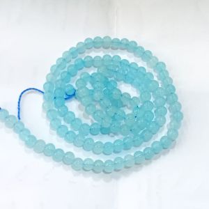 Glass Beads, 6mm, Round, Pack Of 50 Gms, Sea blue