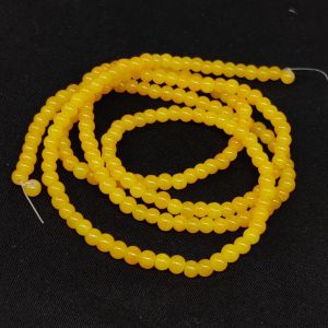 Glass Beads, 4mm, Round, Turmeric Yellow