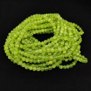 Crackle Glass Beads, 8mm Round, Parrot Green