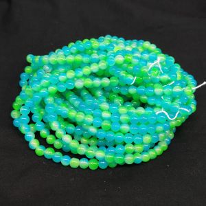 Double Shade Glass beads, 8mm, Round 30"(Approx 100 Beads), (Lite Blue and Green)