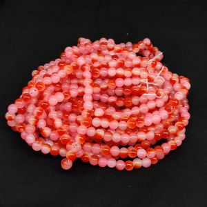 Double Shade Glass beads, 8mm, Round 30"(Approx 100 Beads), (Red and Pink)