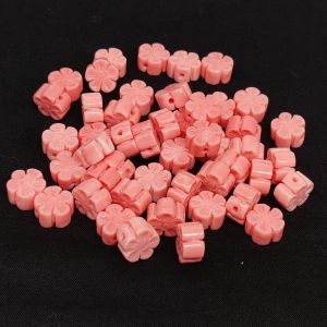 Coral Replica Synthetic Beads, Flower Shape, 10mm, (Double Shade), Pack Of 20 Pcs