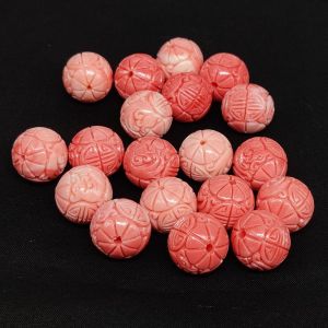 Coral Replica Synthetic Beads, Round Shape, 16mm, (Double Shade), Pack Of 6 Pcs