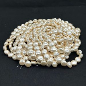 Shell Pearls, Coin Shape, 10x6mm, Beige