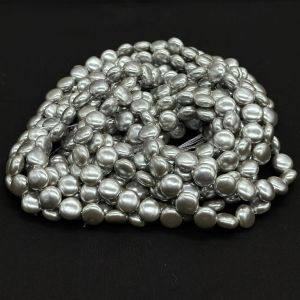 Shell Pearls, Coin Shape, 10x6mm, Gray