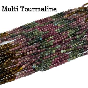 Natural Gemstone, Multi Tourmaline, 3mm Round