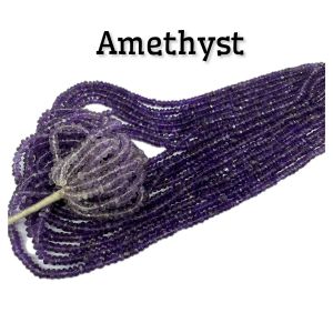 Natural Gemstone, Amethyst,2x4 mm Rondelle , Double Shade (Light and Dark Purple)