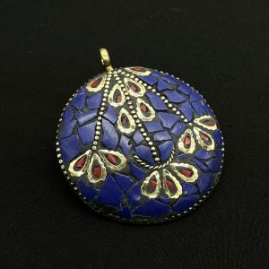 Tibetan Pendant ,Round shape ,Blue