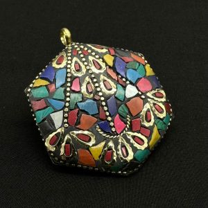 Tibetan Pendant ,Hexagon shape ,Multicolor