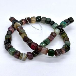 Natural Square Agate Beads, 8mm, Green And Purple