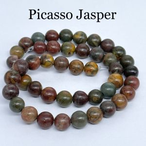 Natural Gemstone Beads, Picasso Jasper, 8mm Round