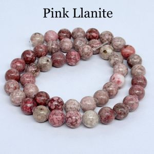 Natural Gemstone Beads, 8mm, Round, Pink Llanite